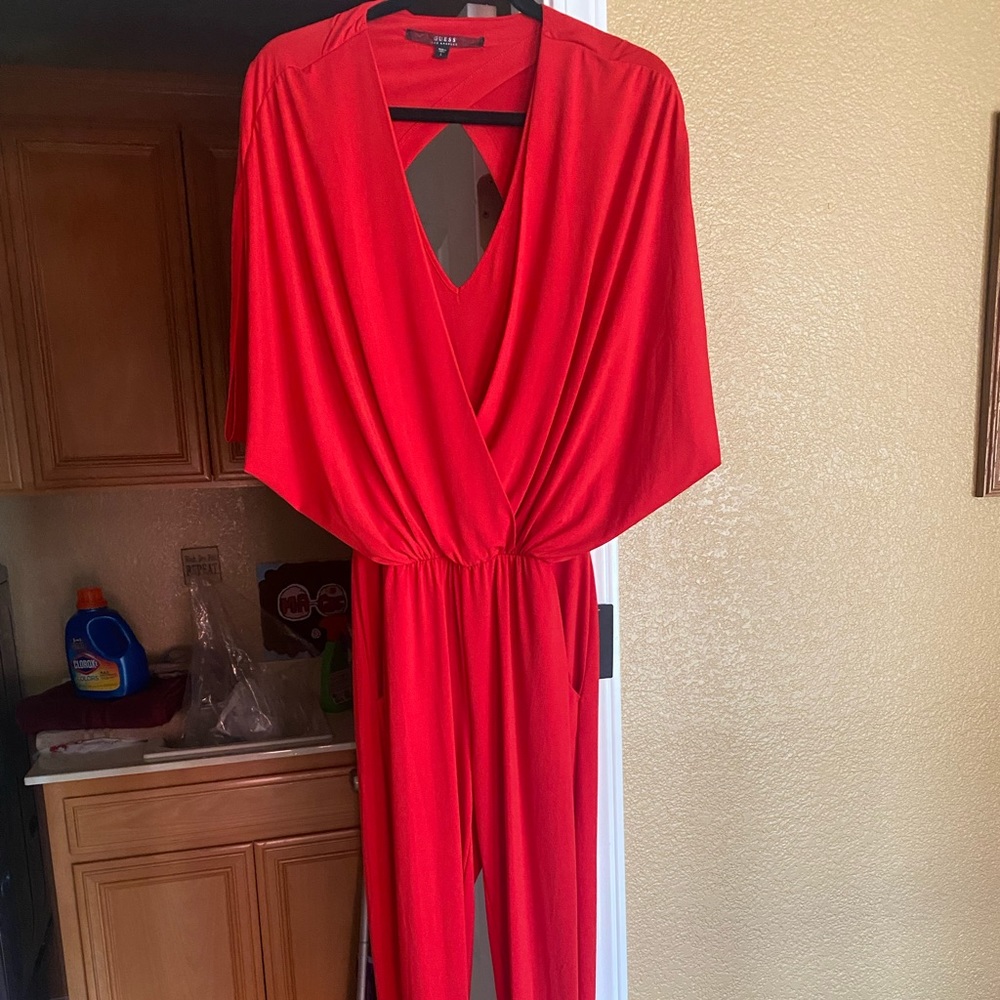 Guess Red Surplice Jumpsuit